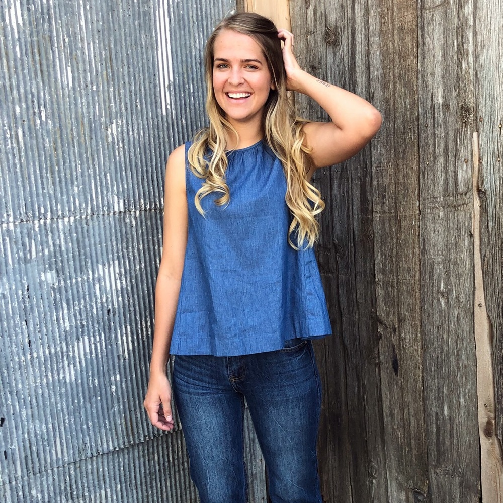 Madewell Inspired Button Back Chambray tank